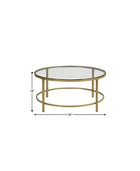HomeRoots 36" Clear Glass Round Coffee Table
