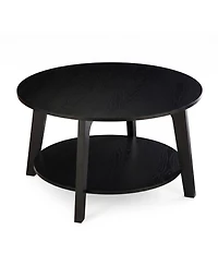 homfan Round Coffee Table with Storage, 2-Tier Modern Circle Accent Table