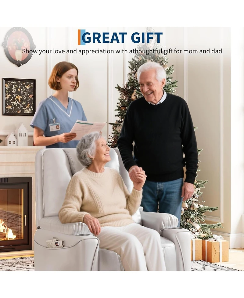 gaomon Electric Power Lift Recliner Chair – Stand Assist for Elderly, 3 Positions, Usb Ports, Cup Holders and Side Pockets, Living Room