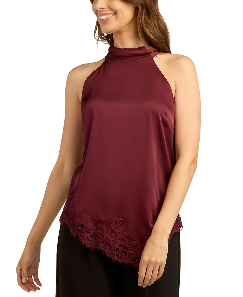 Bcx Juniors' Stretch Satin Halter Sleeveless Top