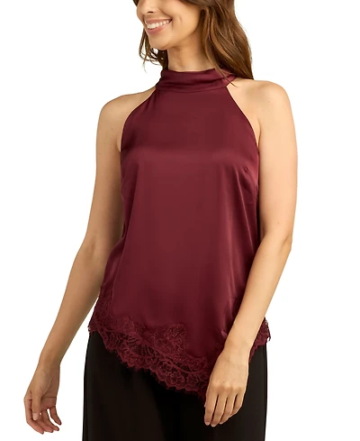 Bcx Juniors' Stretch Satin Halter Sleeveless Top