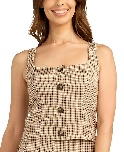 Bcx Juniors' Square Neck Button-Front Tank Top