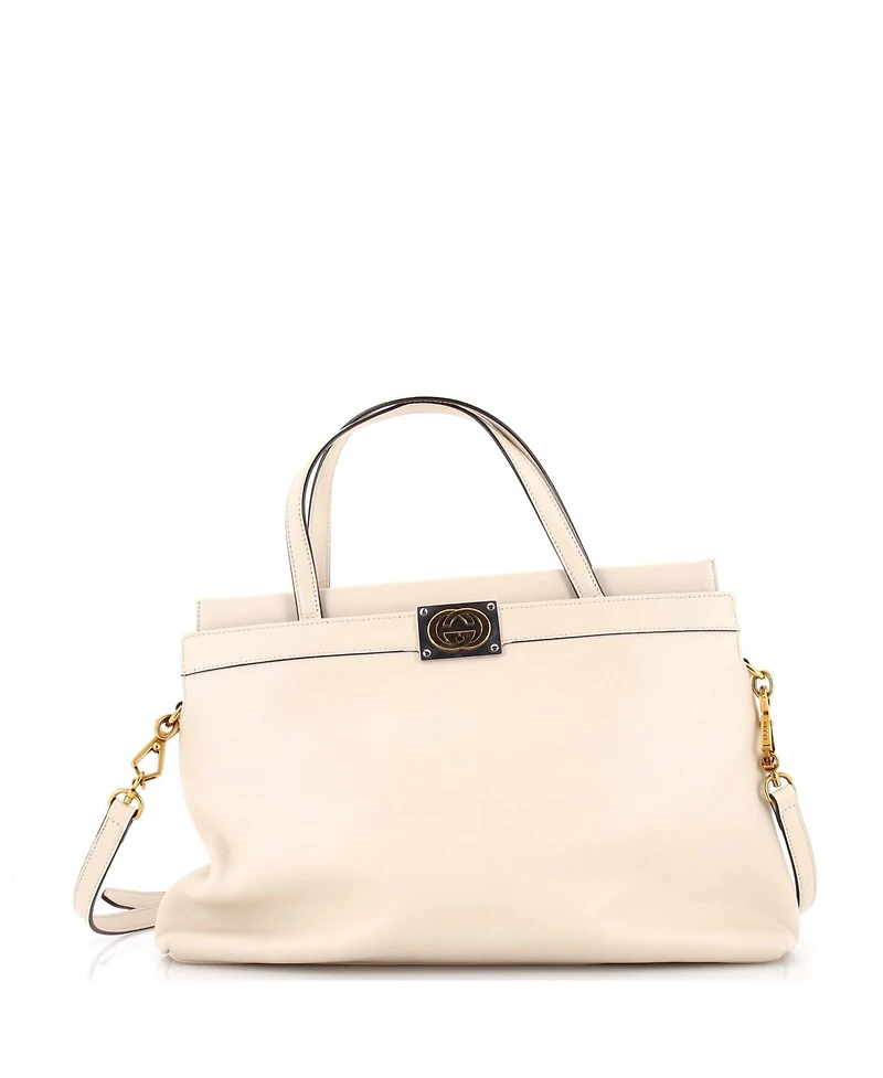 Pre-Owned Gucci Medium Linea Matisse Interlocking G Top Handle Tote Leather