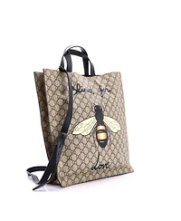 Pre-Owned Gucci Tall Convertible Soft Open Tote Printed Gg Coated Canvas
