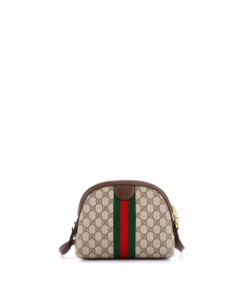 Pre-Owned Gucci Small Ophidia Dome Shoulder Bag Gg Coated Canvas