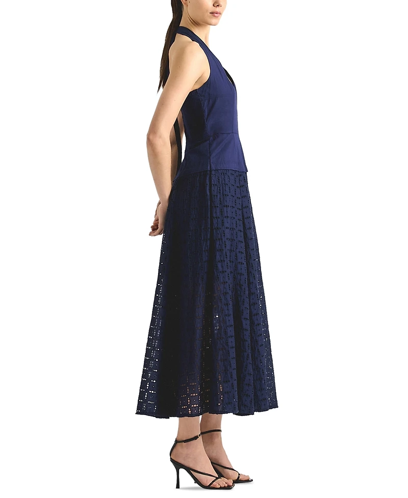 Derek Lam 10 Crosby Women's Aris Eyelet Halter Neck Dress