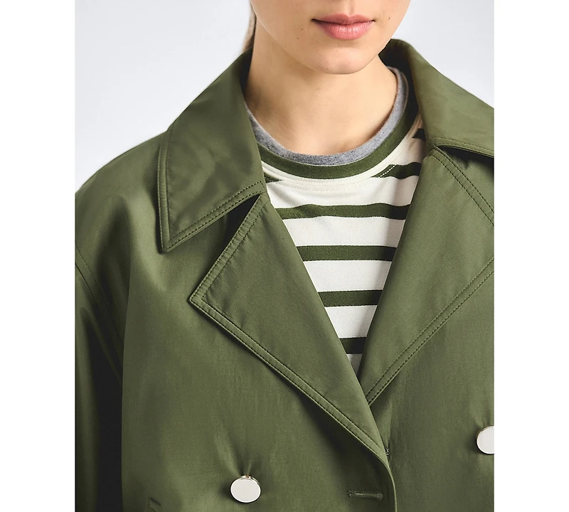 Derek Lam 10 Crosby Women's Renata Poplin Button Front Cropped Trench Jacket