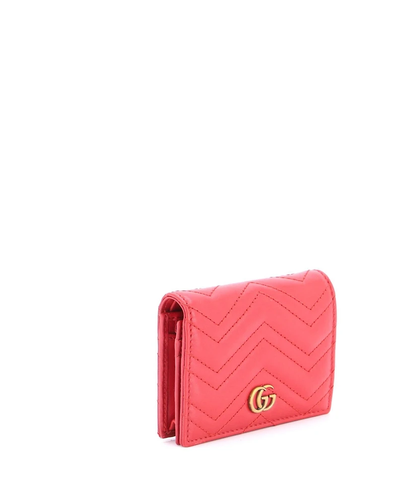 Pre-Owned Gucci Small Gg Marmont Bifold Wallet Matelasse Leather