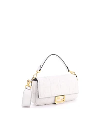 Pre-Owned Fendi Medium Baguette Nm Bag Zucca Embossed Leather