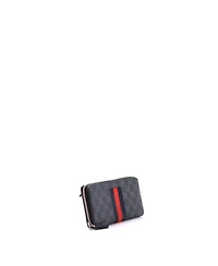 Pre-Owned Gucci Web Zip Around Wallet Gg Coated Canvas
