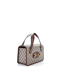 Pre-Owned Gucci Small Horsebit 1955 Boston Bag Gg Coated Canvas