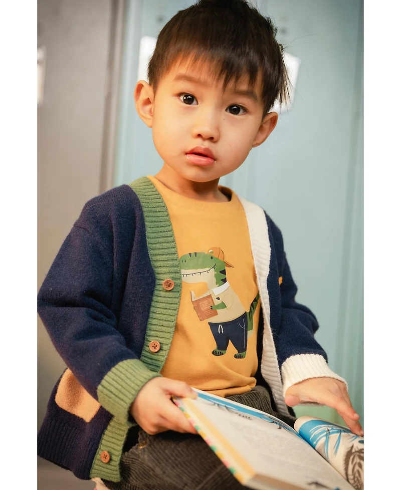 Deux par Deux Baby Boys (12M-24M) Knit Cardigan with Dino