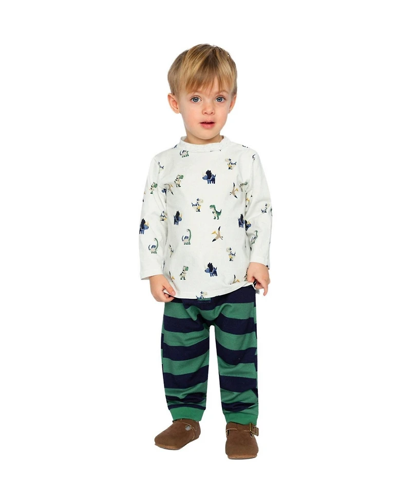 Deux par Baby Boy (6M-24M) Cotton T-Shirt and Fleece Pant Set Dinosaur Print