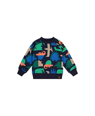 Deux par Little and Big Boy (6-12) Fleece Sweatshirt Dinosaur Print