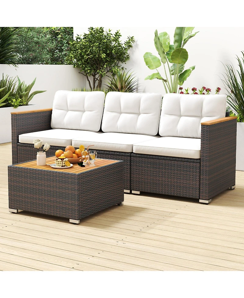 Slickblue Outdoor 3-Seat Couch with Deep Cushioned Seating for Patio or Deck