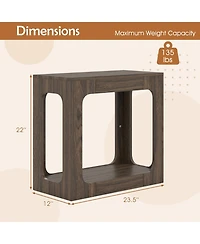 Costway 2-Tier End Table with Storage Shelf Hollow-out Design for Living Room