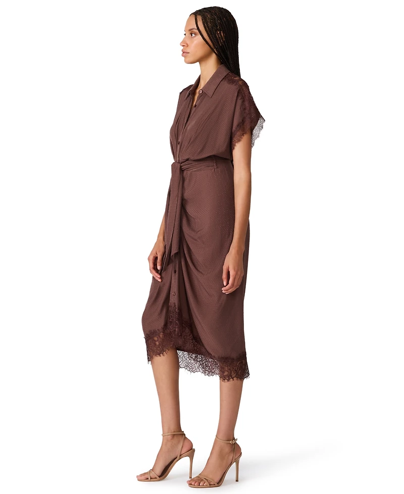 Steve Madden Women's Tori Collared Wrap Midi Dress