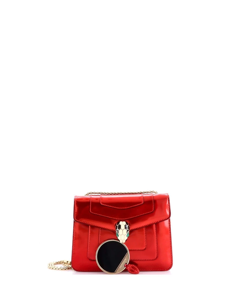 Pre-Owned Bvlgari Small Serpenti Forever Square Shoulder Bag Metallic Leather