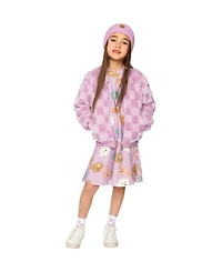 Deux par Deux Toddler Girl Faux Fur Jacquard Bomber Jacket