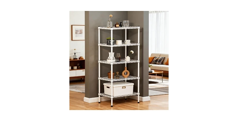 flynama 5 Tier Adjustable Heavy Duty Metal Wire Storage Shelving Unit for Home