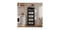 Flynama 4 Tier Folding Storage Cabinet with Wheels Collapsible Magnetic Door