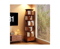 flynama 360 Degree Rotating 6-Tier Corner Bookshelf with Wheels