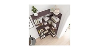 Flynama Freestanding Corner Bookshelf with Anti-Tip Design