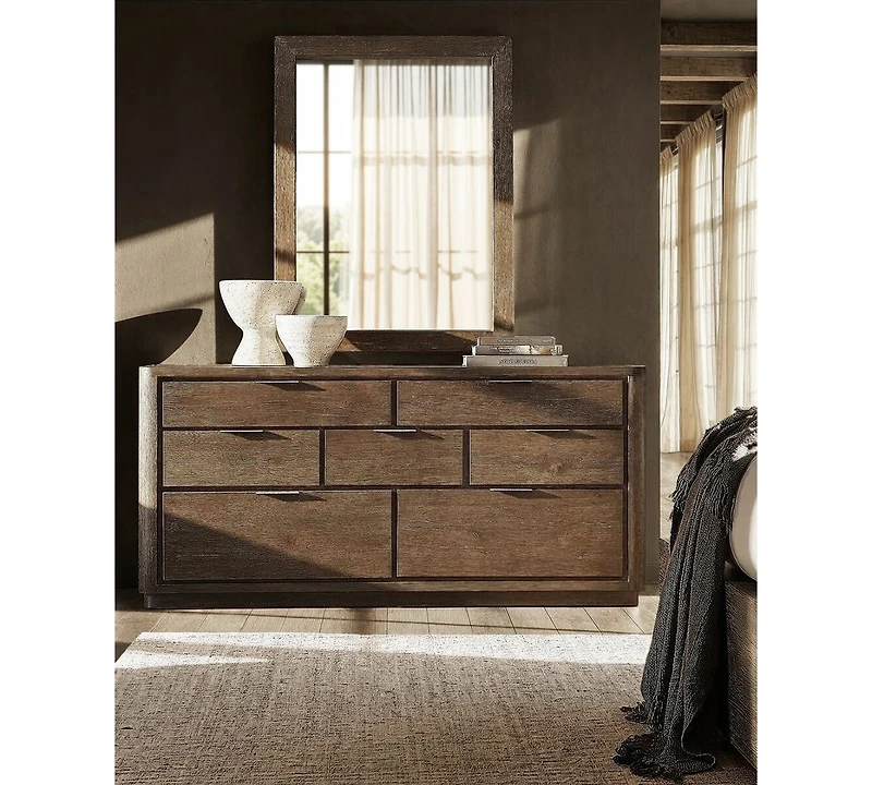 Bernhardt Outline Textured 48" Wood Finished Mirror