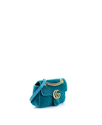 Pre-Owned Gucci Small Gg Marmont Flap Bag Matelasse Velvet
