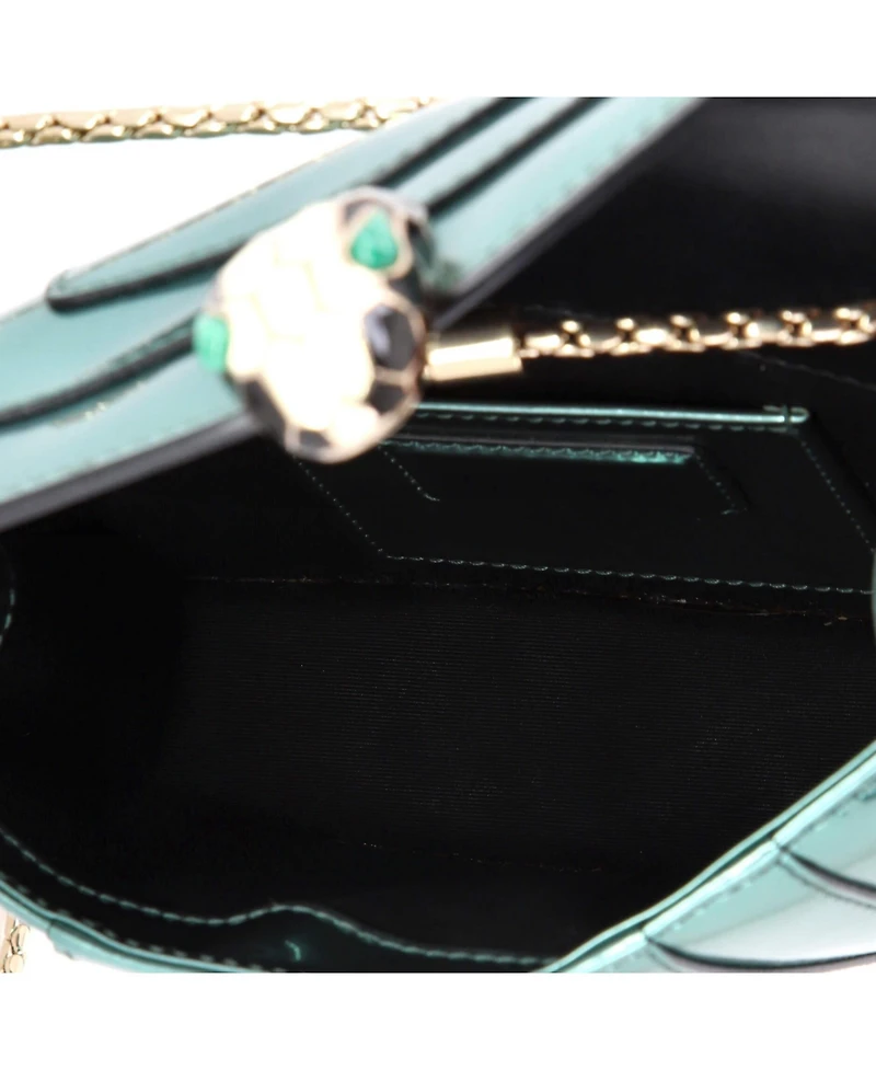Pre-Owned Bvlgari Small Serpenti Forever Square Shoulder Bag Metallic Leather