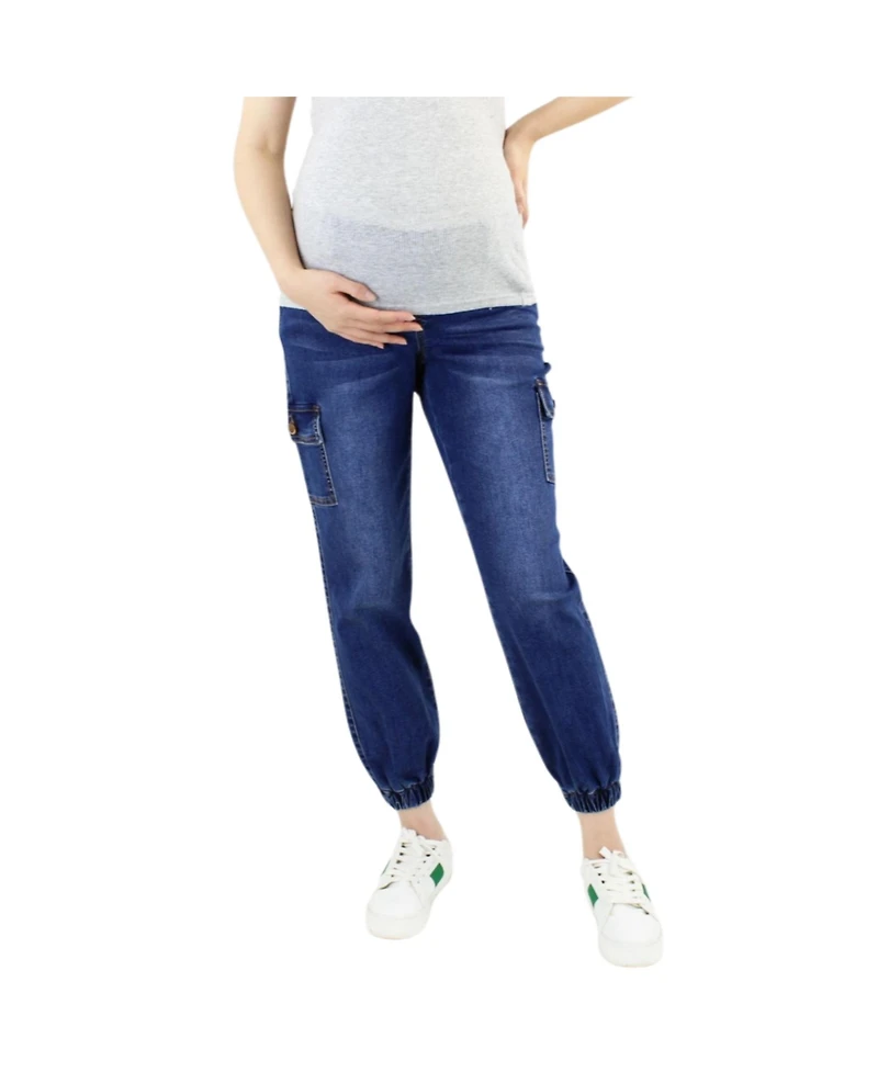 Maternity Denim Cargo Jogger