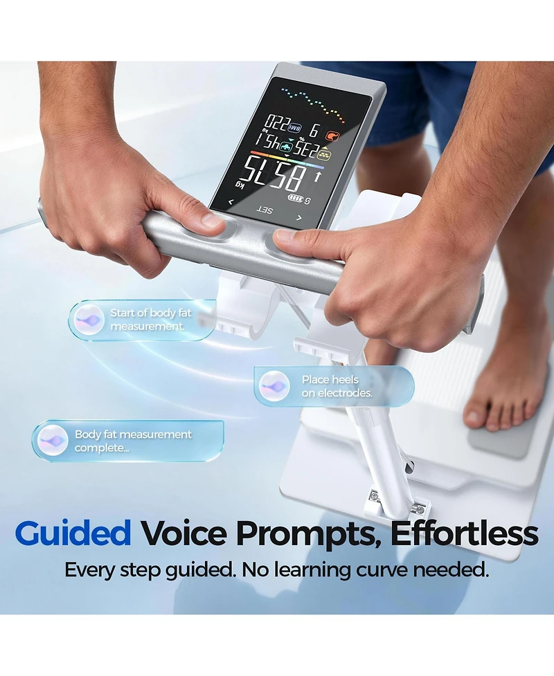 Fed Fitness 8-Electrode Smart Body Fat Scale with Handheld Handle, Dual-Frequency Bia, 50+ Body Metrics, Bluetooth App