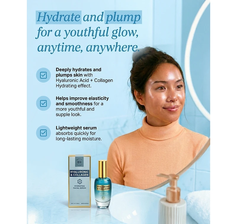Lovery Hyaluronic Acid and Collagen Wrinkle-Reducing Facial Serum -Korean Skincare Hydrating Treatment