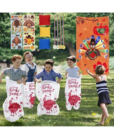 homfan 17 Piece Thanksgiving Bean Bag Toss Game Set Educational Outdoor Party Activity for Kids Family Gathering Fun