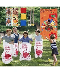 homfan 17 Piece Thanksgiving Bean Bag Toss Game Set Educational Outdoor Party Activity for Kids Family Gathering Fun