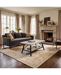 gaomon Rectangle Coffee Table for Living Room with Round Corners, Industrial Rectangle Small Coffee Table with 2-Tier Storage Shelf, Easy Assembly