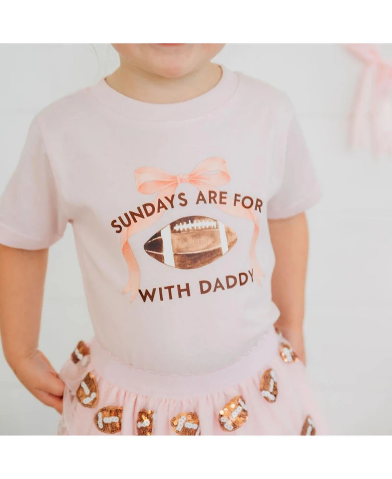 Sweet Wink Little Girls Sundays Are For Football Short Sleeve T-Shirt