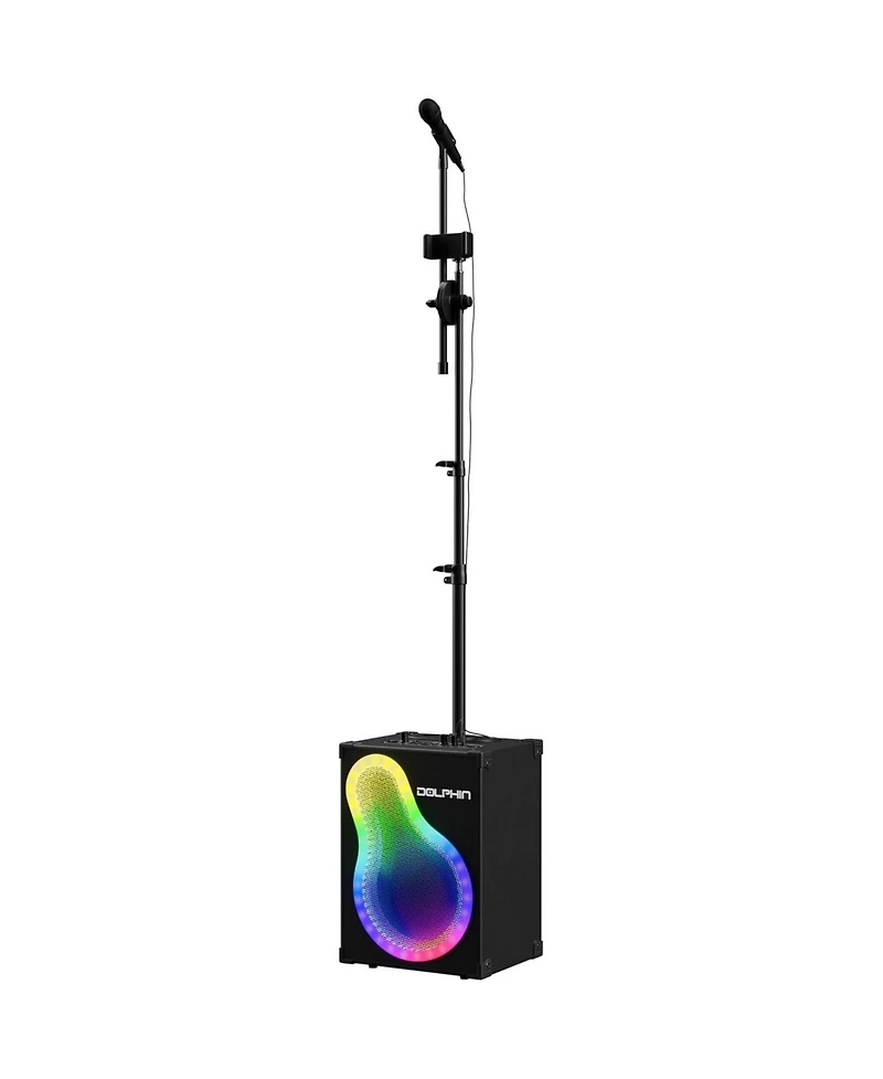 Dolphin Audio Karaoke Box 500 VocalPro Portable Bluetooth Speaker with Led Lights, Microphone and Stand