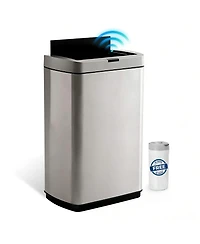 Mega Casa 13 Gallon Butterfly Lid Stainless Steel Touchless Sensor Trash Can Includes 26 Bags with Silent Close for Kitchen