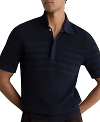 Reiss Men's Falklands Cotton-Blend Textured-Knit Half-Zip Polo Shirt
