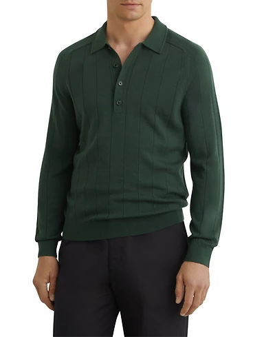 Reiss Men's Greyson Merino Wool Wide-Rib Polo Shirt