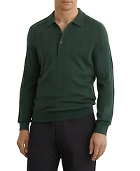 Reiss Men's Greyson Merino Wool Wide-Rib Polo Shirt
