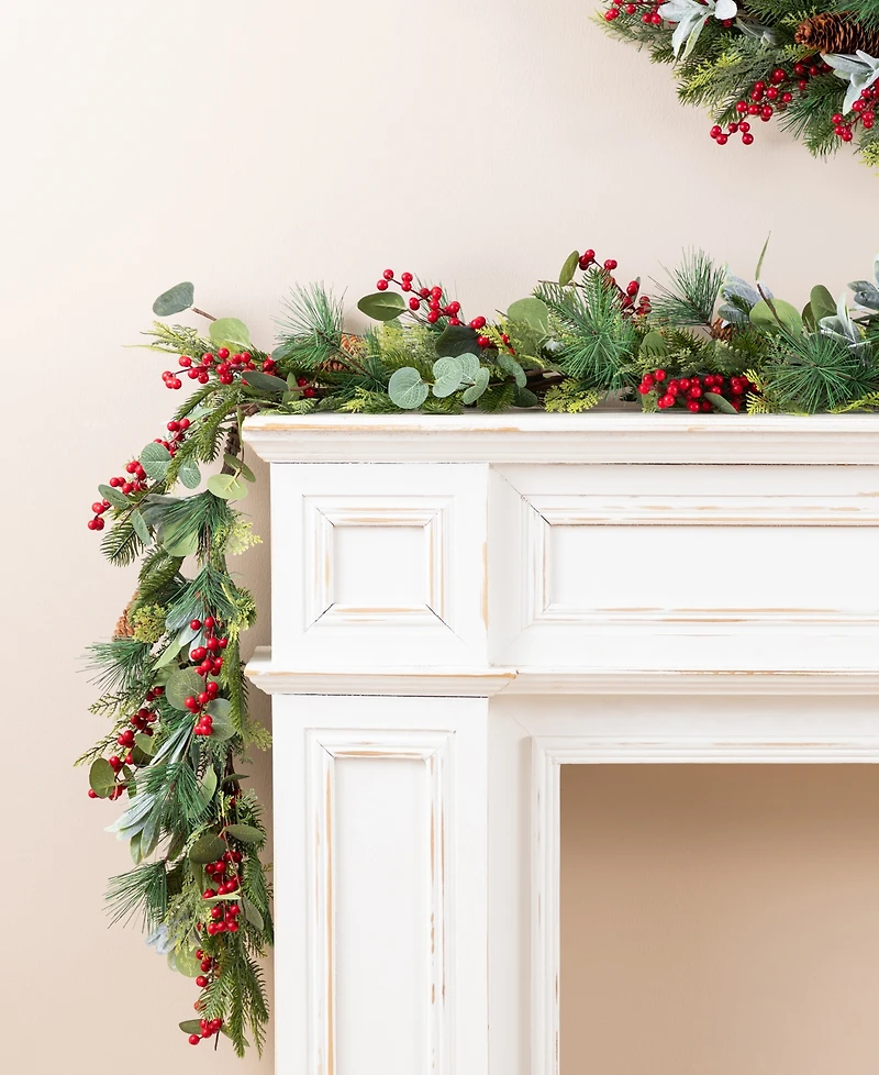Glitzhome 6-Ft. Christmas Berry, Pinecone & Eucalyptus Garland