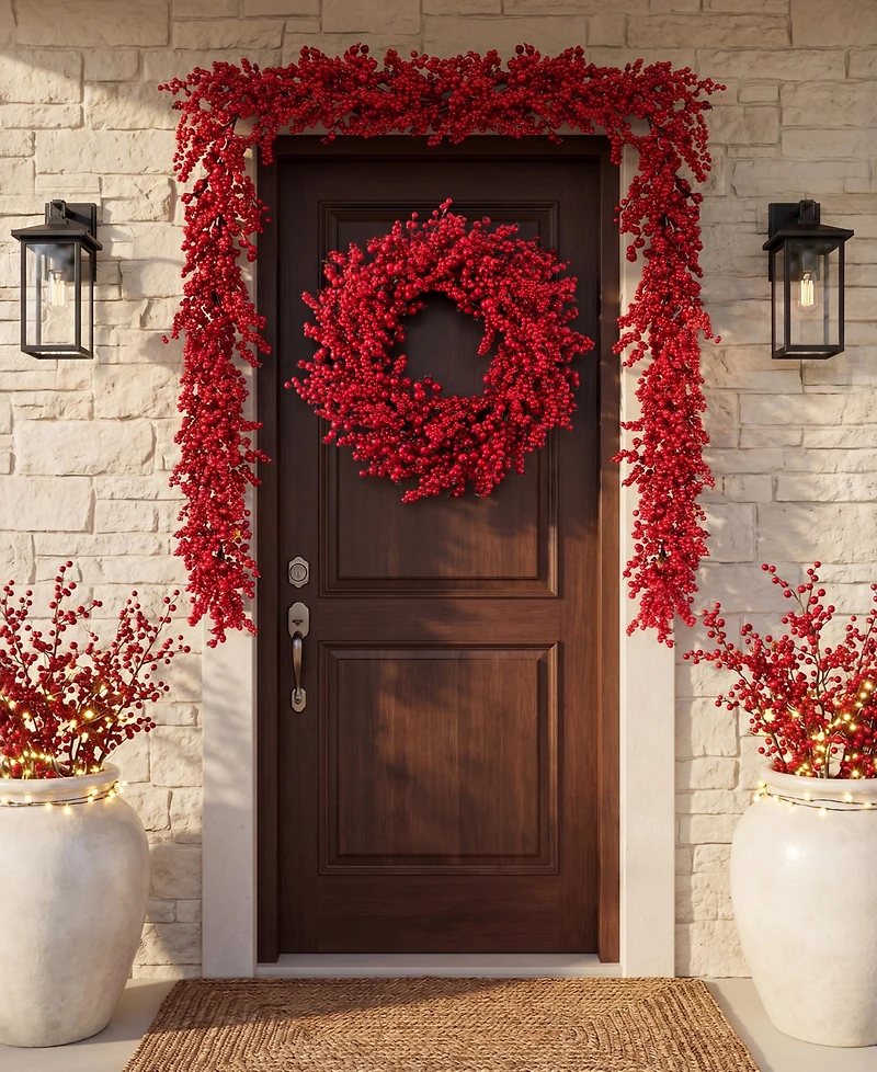 Glitzhome 6-Ft. Christmas Full Berry Garland