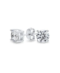 Bling Jewelry Round Cz Solitaire Stud Earrings Gold Plated Sterling Silver