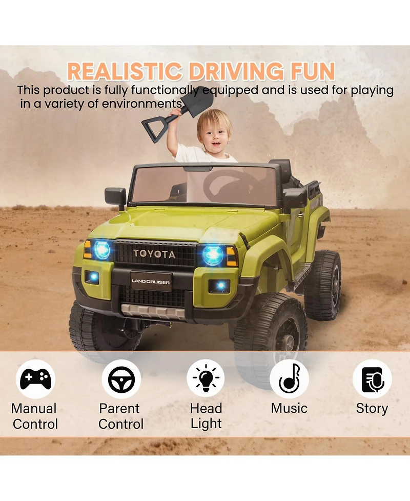 homfan 44.9 x 26.8 x 14.6 Inch Kids Electric Ride On Car 4WD, 24V Battery Powered Off-Road Vehicle with Remote, 2-Seater for Outdoor Play