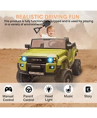 homfan 44.9 x 26.8 x 14.6 Inch Kids Electric Ride On Car 4WD, 24V Battery Powered Off-Road Vehicle with Remote, 2-Seater for Outdoor Play