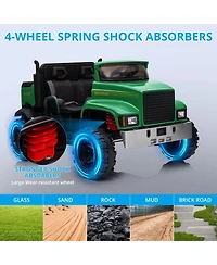 homfan 2 Seater Ride On Tractor Car, Green Kids Electric Vehicle with 24v Battery and Remote Control