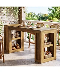 Tribesigns 70.87-Inch Extra Long Bar Height Table, Farmhouse Bar Table with Open Storage Shelves, Rectangular High Top Pub Tables