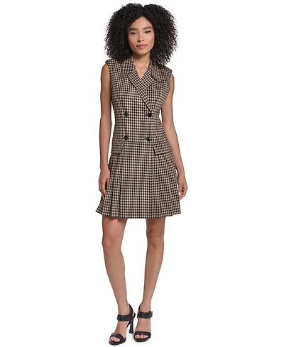 Karl Lagerfeld Paris Women's Collared Pleated Short Dress
